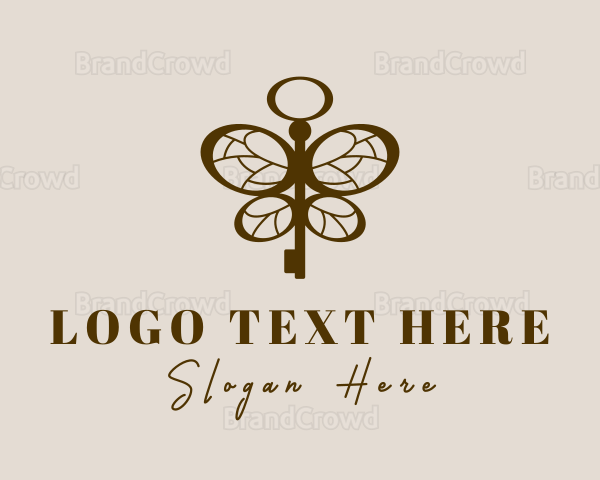 Brown Key Butterfly Logo