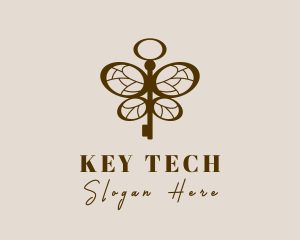 Brown Key Butterfly logo design