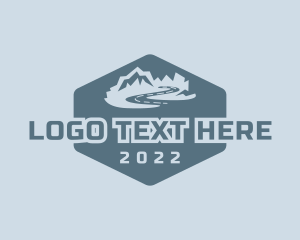 Badge - Hexagon Mountain Landscape logo design