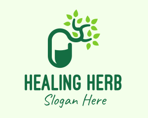 Green Organic Medicine Pill logo design