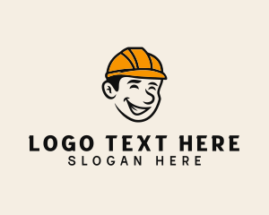 Hard Hat - Smiling Handyman Person logo design