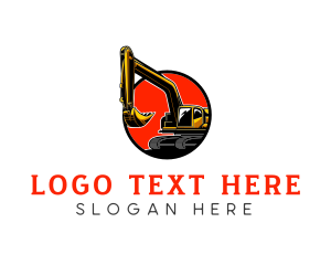 Digger - Excavator Backhoe Machine logo design