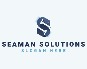 Squeegee Cleaning Letter S logo design