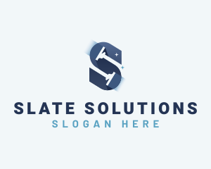 Squeegee Cleaning Letter S logo design