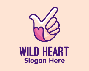 Pointing Heart Hand  logo design