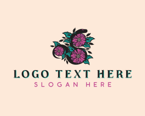 Snake - Serpent Flower Garden logo design