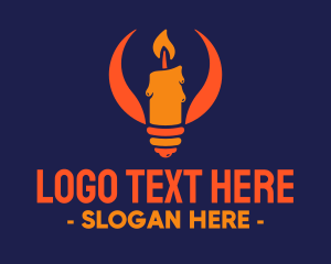 Fire - Candlelight Light Bulb logo design