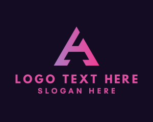 Purple Triangle - Purple Arrow Letter A logo design