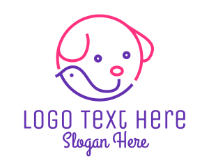 Pet Care - Puppy Bird Outline logo design