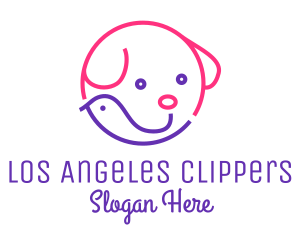 Pet Care - Puppy Bird Outline logo design