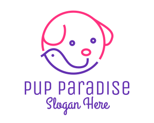 Puppy Bird Outline  logo design