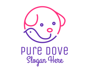 Puppy Bird Outline  logo design