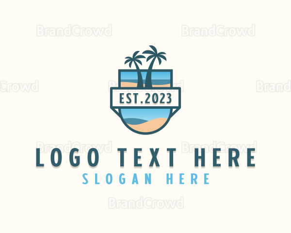 Summer Palm Tree Island Logo