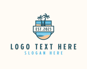 Palm Tree - Summer Palm Tree Island logo design