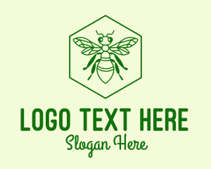 Polygonal - Green Bee Hexagon Emblem logo design