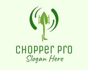 Chopper - Green Leaf Helicopter logo design