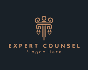 Counsel - Law Scale Pillar logo design