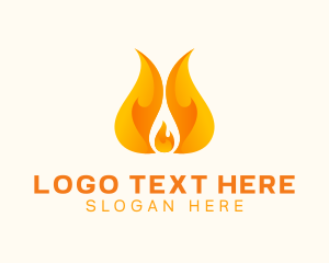 Heating - Orange Blazing Fire logo design