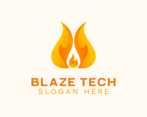 Orange Blazing Fire logo design