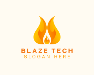 Orange Blazing Fire logo design