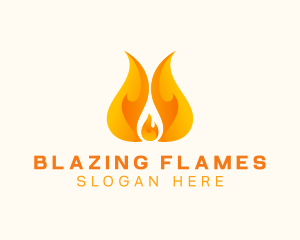 Orange Blazing Fire logo design