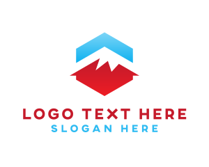 Volcano - Blue Red  Mountain logo design