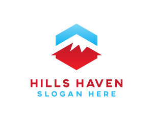 Blue Red  Mountain logo design