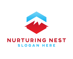 Blue Red  Mountain logo design