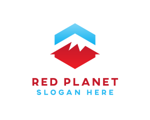 Blue Red  Mountain logo design