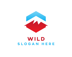 Symbol - Blue Red  Mountain logo design