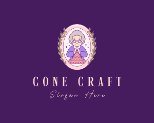 Crafty Knitting Grandmother logo design