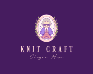 Crafty Knitting Grandmother logo design