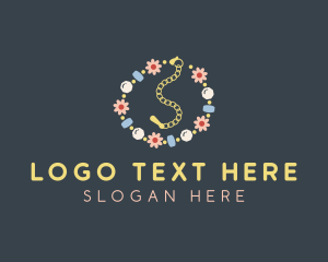 Chain - Floral Beads Jewelry logo design