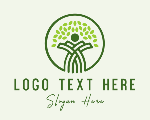 Green - Mangrove Tree Human logo design