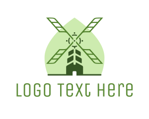 Leaf - Green Leaf Windmill logo design