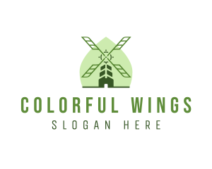 Eco Leaf Windmill logo design