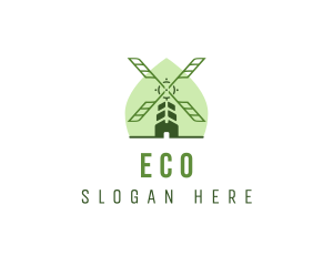 Eco Leaf Windmill logo design