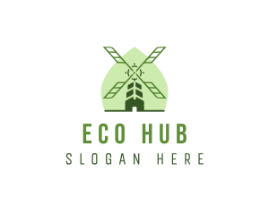 Eco Leaf Windmill logo design