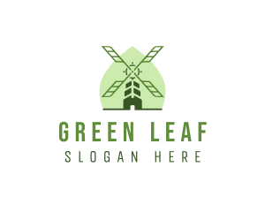 Leaf - Eco Leaf Windmill logo design