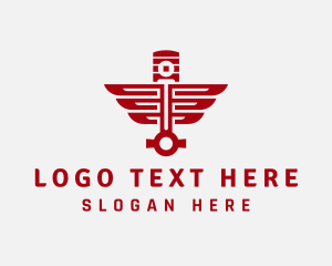 Engine Repair - Red Piston Wings logo design
