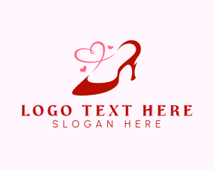 Footwear - Heart Stiletto Shoe logo design