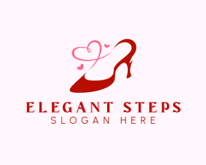 Heart Stiletto Shoe logo design