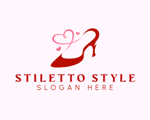 Heart Stiletto Shoe logo design