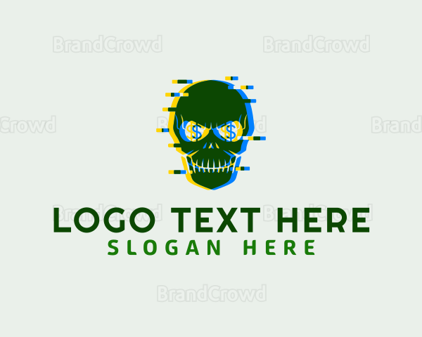 Glitch Skull Dollars Logo