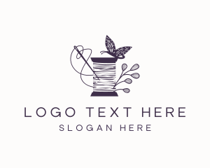 Needle - Butterfly Thread Sewing logo design