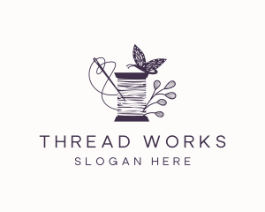 Thread - Butterfly Thread Sewing logo design