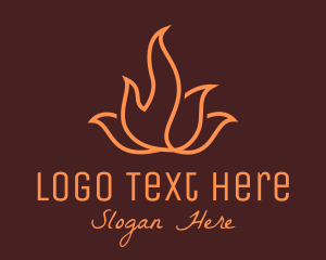 Torch - Orange Flame Monoline logo design