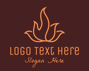 Restaurant - Orange Flame Monoline logo design
