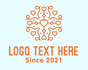 Orange - Mandala Heart Romance Wedding logo design