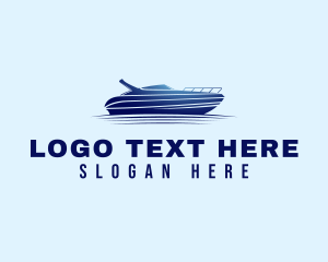 Boat - Blue Sailing Yacht logo design